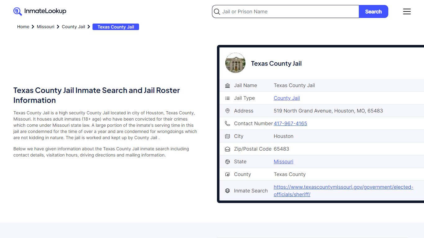 Texas County Jail Inmate Search and Jail Roster Information